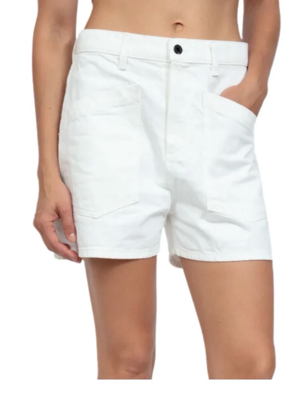 ASKK NY VIRGINIA SHORT IN IVORY size 24 like new designer 100% cotton denim - Picture 2 of 11